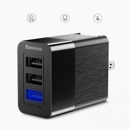 Baseus Duke Travel Charge Adapter 3xUSB 3.4A Black