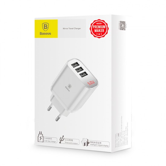 Baseus Mirror Travel Charge 3x USB 3.4A White