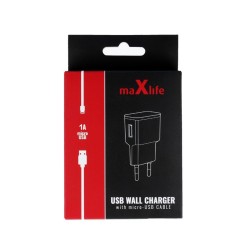 MaxLife Charge Adapter With Micro USB Cable 1000mAh