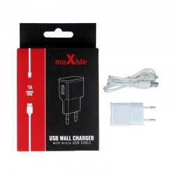 MaxLife Charge Adapter With Micro USB Cable 1000mAh